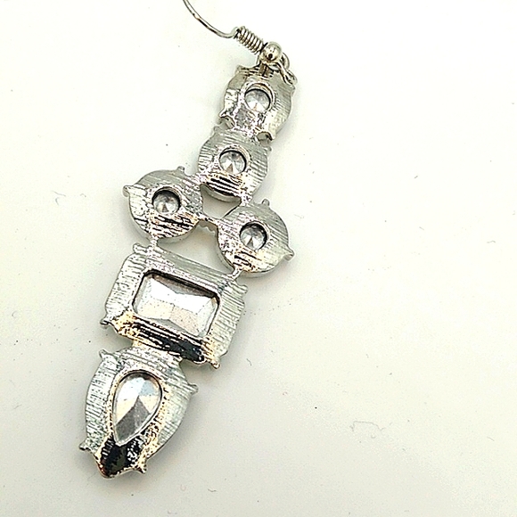 Rhinestone Dangle Drop Earrings Emerald Round Teardrop Rhinestone Earrings - Picture 5 of 7